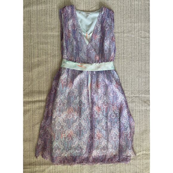 J. Peterman Dresses & Skirts - J. Peterman Women Silk Dress 8 Lavender Paisley Sleeveless Midi Empire Waist